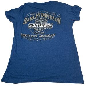 Harley Davidson Shiawasee Motorcycles Blue Men’s Large T-Shirt Birch Run MI